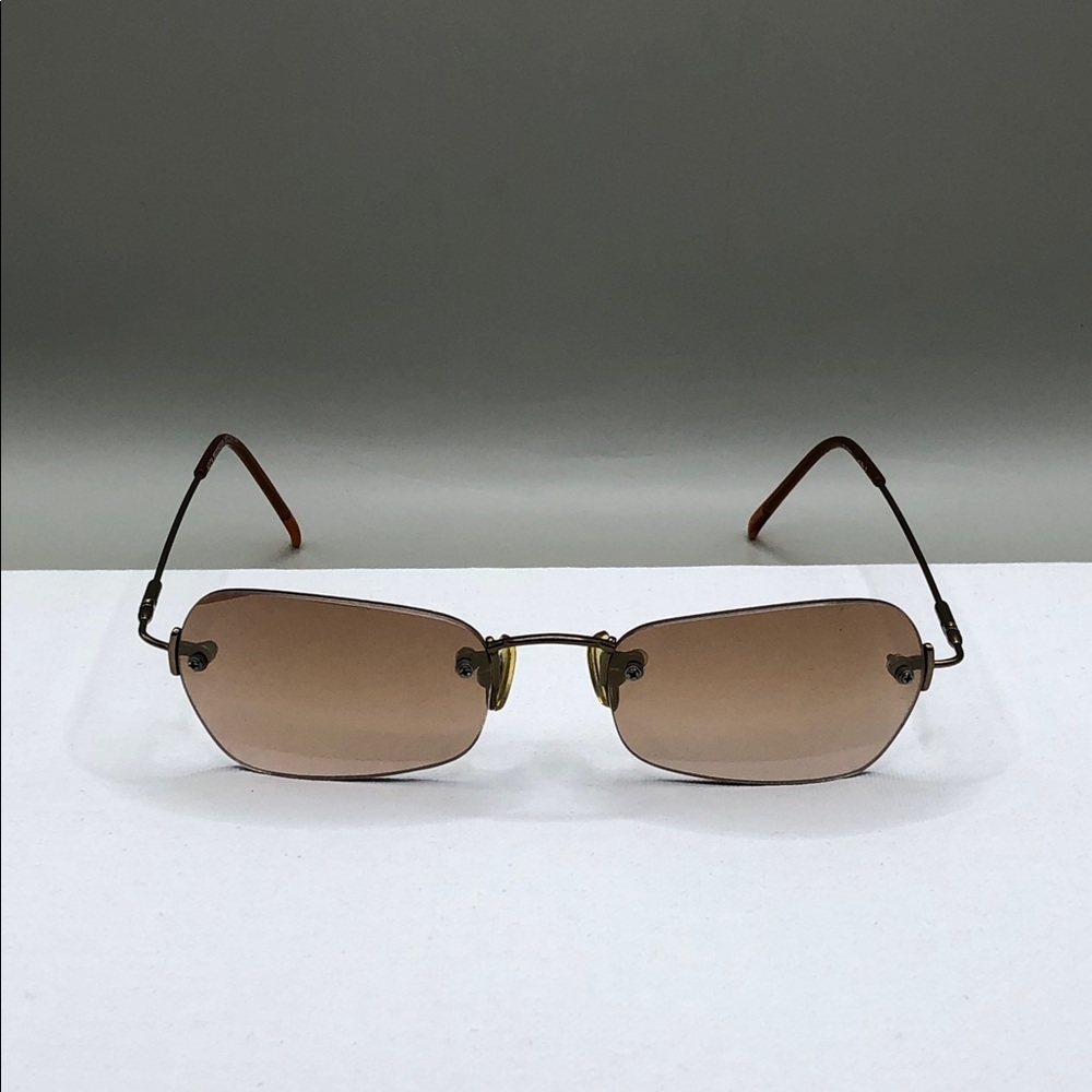 Vintage y2k Fossil rimless Rock sunglasses square-ish brown 51-18-130